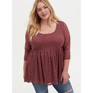 Torrid Super Soft Lace Mauve Babydoll Tunic Top 2